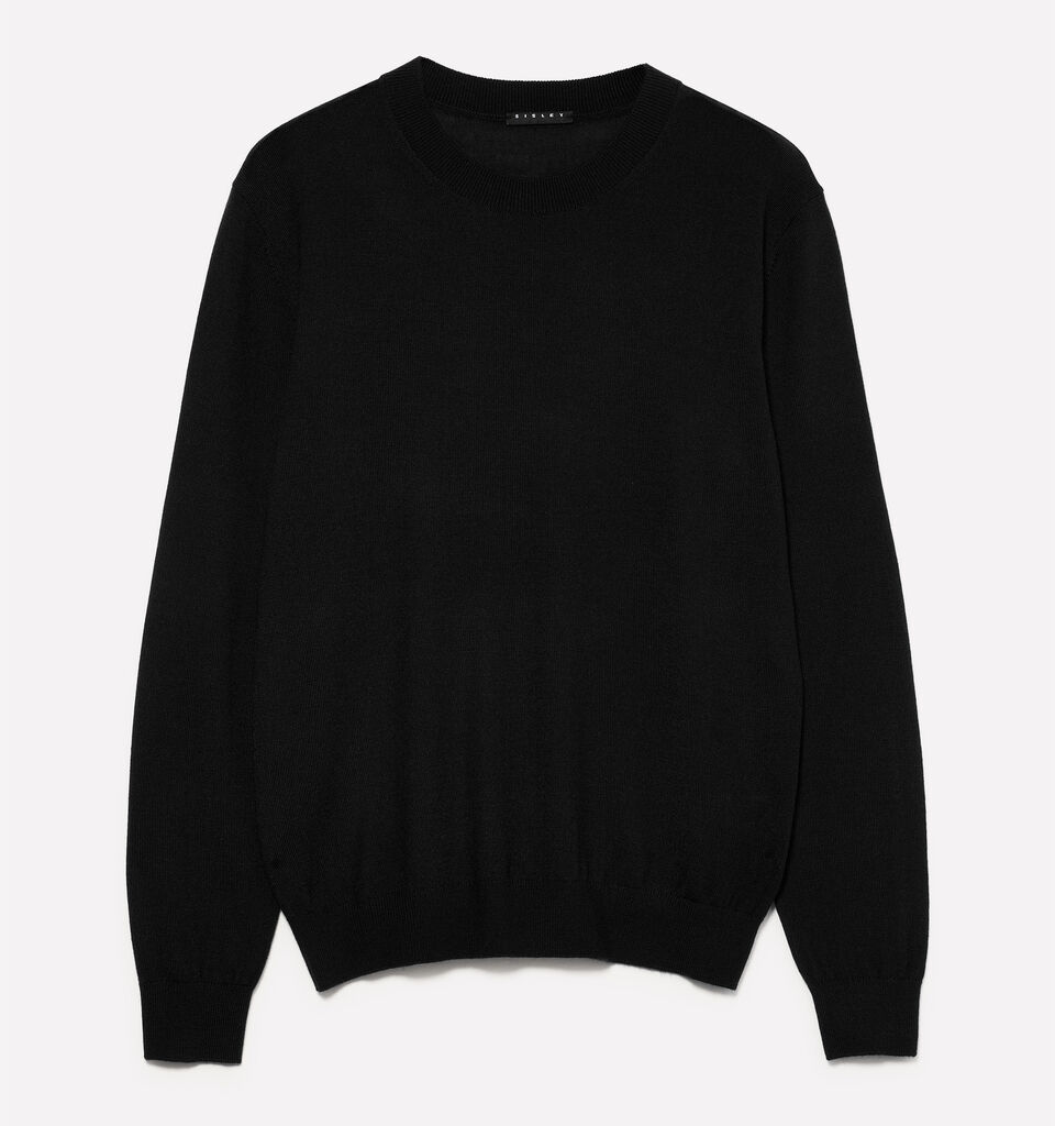 Pull en laine mélangée noire - pulls col rond pour homme - Noir | Sisley image number 1